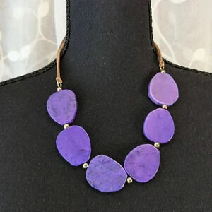 Park Lane Vineyard Necklace, Purple Turquoise with Vegan Leather